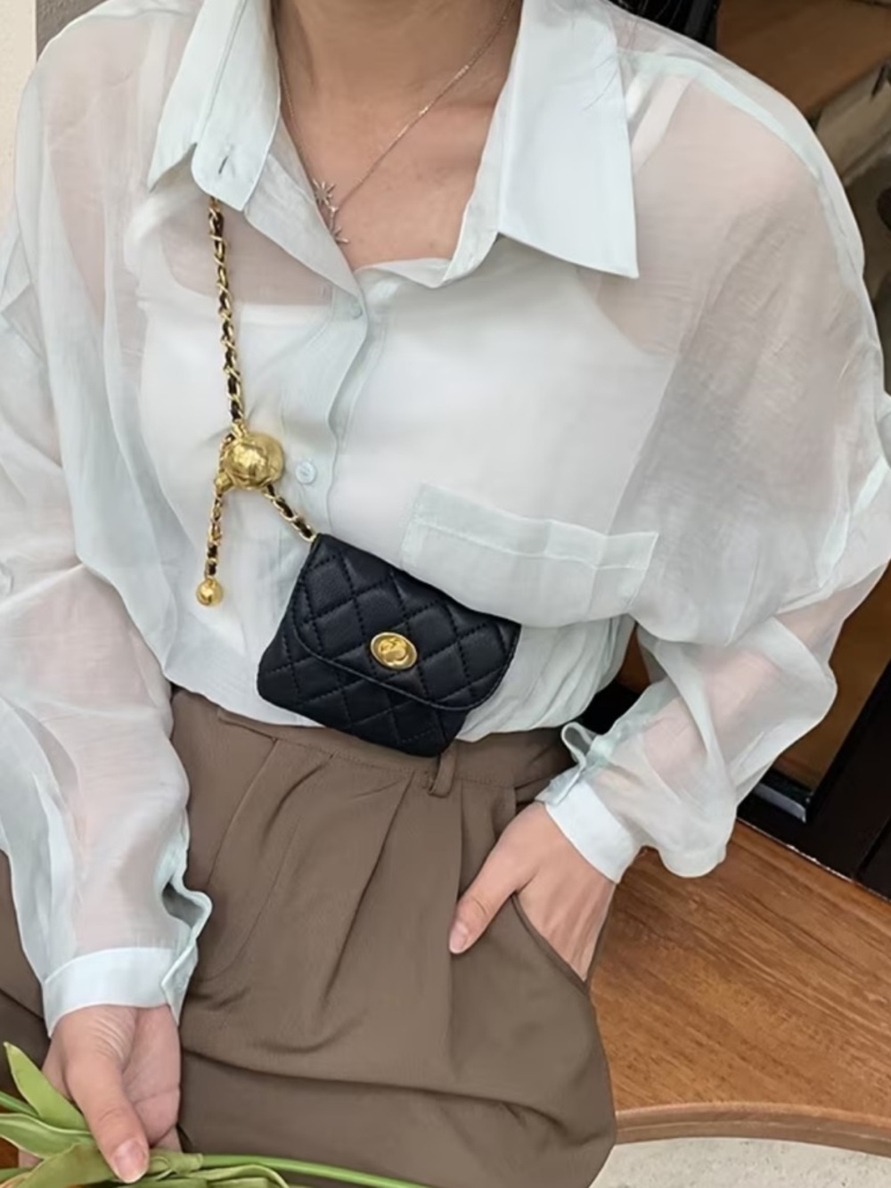 Affordable Fashion Finds Black Quilted Mini Crossbody with Gold Chain